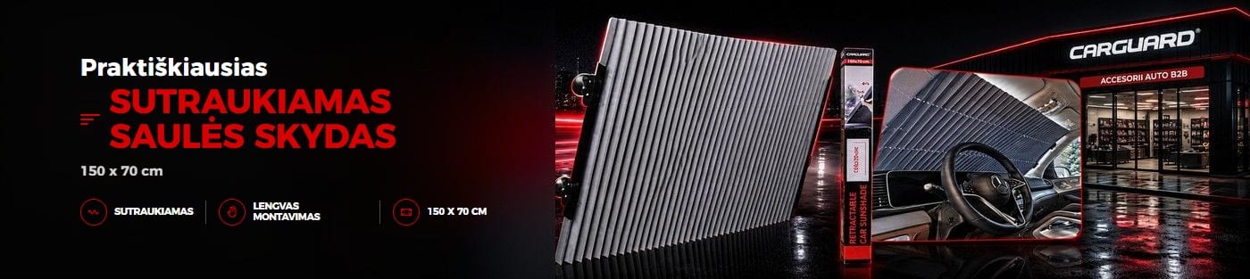 CARGUARD sutraukiamas saulės skydas 150x70cm