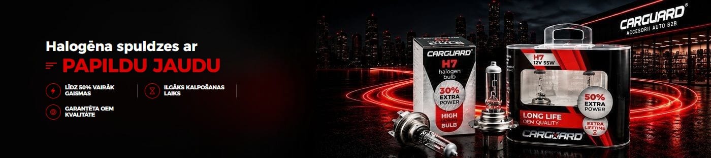 CARGUARD H7 halogēna spuldzes ar papildu jaudu