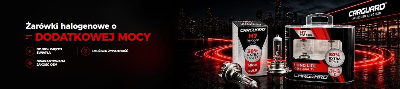 Żarówki halogenowe H7 CARGUARD o dodatkowej mocy