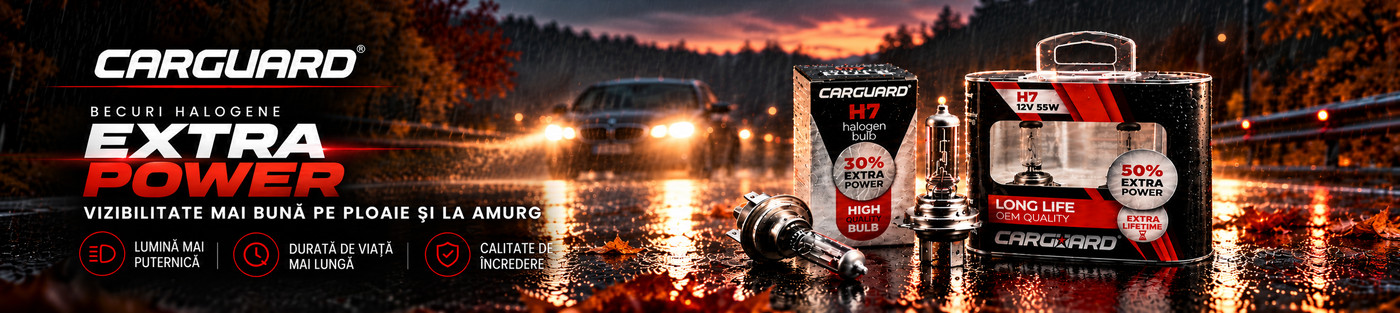 Becuri halogene H7 CARGUARD – Extra Power, vizibilitate mai bună pe ploaie și la amurg